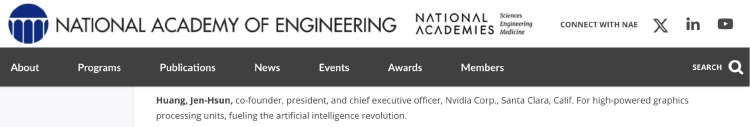 黃院士！英偉達黃仁勛當選美國工程院院士：GPU推動AI革命
